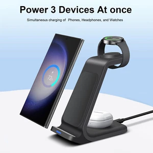 3in1 Wireless Charging Stand For Samsung Galaxy Watch Ultra/7/6/5 S25 Ultra S24+ - Picture 1 of 23