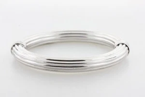 Veronese Italy Sterling Silver 925 Ripple 10MM Hinged Bangle Bracelet - 7" - Picture 1 of 6