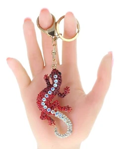 Schlüsselanhänger rot Kristall Strass EIDECHSE oder Gecko Legierung Autoschlüssel Anhänger - Bild 1 von 3