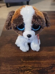 6 " TY Beanie Boo Plush Stuffed Toy Duke the dog Big Eyes Nwt - Picture 1 of 4
