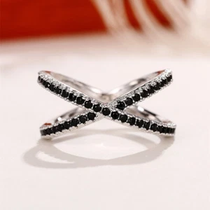 Fashion Women Cubic Zircon Rings 925 Silver Wedding Engagement Jewelry Sz 5-12 - Picture 1 of 22