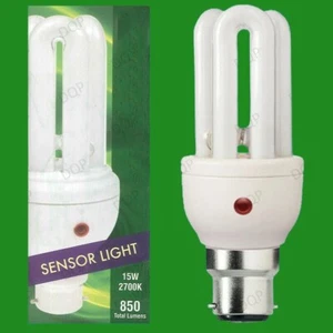 15W Low Energy CFL Dusk Till Dawn Sensor Security Night Light Bulb, BC B22 Lamp - Picture 1 of 1