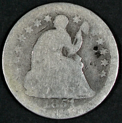 Half Dime 1851 O US  1/2 Silver Orleans #16454 Cover