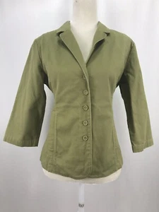 Eileen Fisher Organic Cotton Blend Green 3/4 Sleeve Blazer Women’s Size Small - Picture 1 of 7