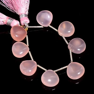 Natural Pink Chalcedony Gemstone Heart Smooth Beads 11X11X5 mm Strand 4" E-1307 - Picture 1 of 1