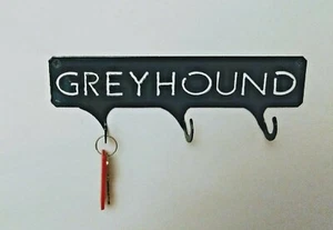 Greyhound 3 Hook Leash or Key Holder Black Wrought Iron Look Made in the USA - Picture 1 of 2