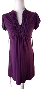 Heart Soul Dress Med. Purple Cap Sleeve Ruffle V Neck Knee Length Stretch Waist - Picture 1 of 13
