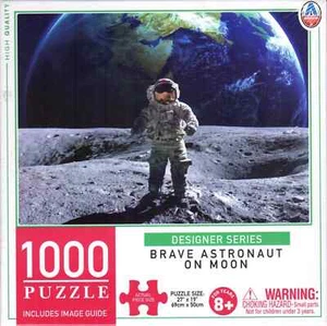 Brave Astronaut On Moon 1000 Piece Puzzle Designer Series With Image Guide - Picture 1 of 6
