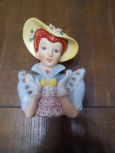 Vintage 1957 Reliable Glassware Relpo Lady Planter Head Vase A749 - Picture 1 of 4