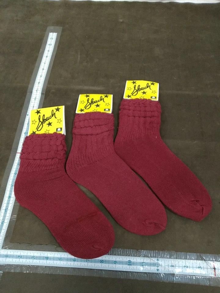 100% хлопок сутулиться сделано в США темно-бордовый бордовый 3 пары ретро 80 стиль окрашенный новый из старых запасов - Изображение 1 из 4