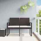 2-seater Garden Bench With Cushions Brown Pp Rattan Vidaxl
