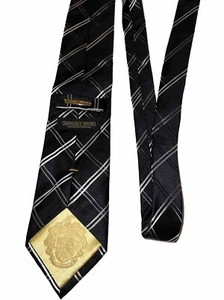 CORBATA DONALD J TRUMP COLECCIÓN FIRMA Negro a Rayas Lujo Seda. - Imagen 1 de 5