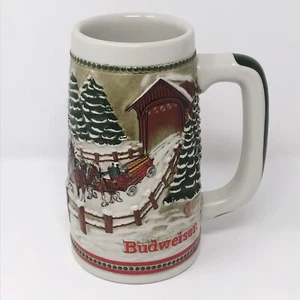 Vintage Ceramarte Limited Edition Budweiser Anheuser Holiday Beer Stein Clydesdales - Bild 1 von 6