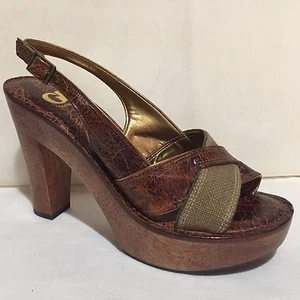 GIANI BINI STEP OUT BROWN SLINGBACK PLATFORM HIGH HEELS SANDAL WOMENS SZ 8.5 M - Picture 1 of 10