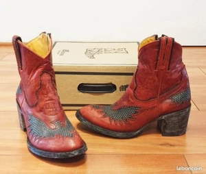 Mexicana women's boots - patinated red leather - Western rock style 🇲🇽👢 - Picture 1 of 5