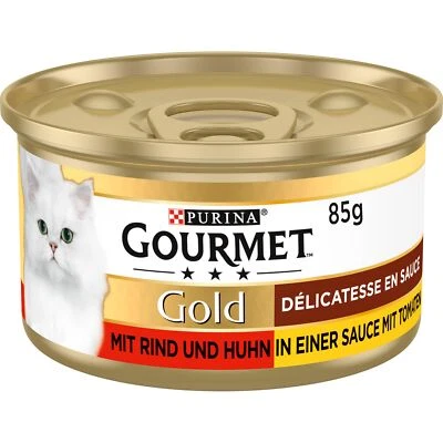 PURINA Gold Délicatesse en Sauce Katzenfutter nass mit Rind und Huhn 12er Pac... - Bild 1 von 4