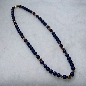 Blue and gold beaded necklace - Picture 1 of 3