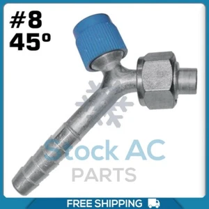 BEADLOCK A/C FITTINGS,FEMALE O RING, 8x45 DEGREE #8 HOSE WITH SERVICE PORT - Picture 1 of 5