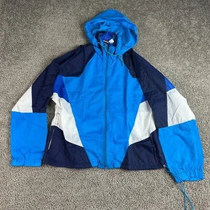 VTG Nike Jacket Mens M Blue Colorblock Full Zip Nylon Windbreaker Gray Tag 90s - Foto 1 di 9