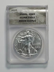 American 2015 Silver Eagle Dollar Coin ANACS Certified MS69 - Picture 1 of 3
