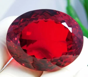 100 Ct Red Topaz Oval Shape Loose Gemstone For Pendent Use Excellent Cut - Picture 1 of 8