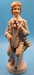 Vintage viktorianischer Mann Figur sitzend spielend Mandoline 8 Zoll - Bild 1 von 5