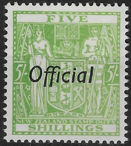 NEUSEELAND 1936-61. 5/- OFFIZIELLER POSTFRISCH.  sg. O133b.     (E997) - Bild 1 von 2