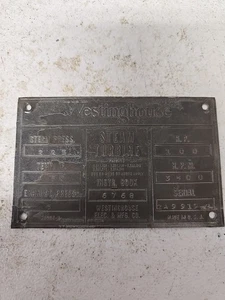 Emblema de matrícula de turbina de vapor Westinghouse vintage - Imagen 1 de 6