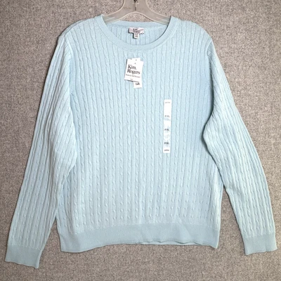 Nuevo con etiquetas Suéter Kim Rogers PXL Azul Claro Manga Larga 100% Algodón Cuello Redondo Nuevo Foto 1 de 4