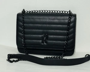 River Island Black Soft Leather Quilted Chain Shoulder Crossbody Bag New - Picture 1 of 10