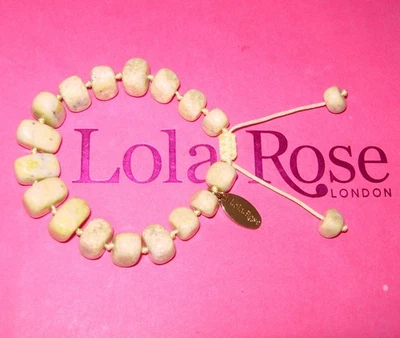 LOLA ROSE LOVELY BUTTER YELLOW JASPER ADJUSTABLE TUMBLE BRACELET NIKKI & ME  QVC - Image 1 of 2