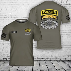 Custom Name US Army Airborne Ranger Jump Wings 3D T-Shirt Fullsize - Picture 1 of 2