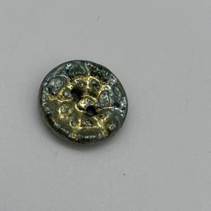 VTG Rama Carved, Raku Ceramic Button; 1”, Lot Of 5, Green/blue/gold Glaze Signed - Picture 1 of 5