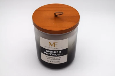 Tarro de madera de pachulí ahumado Modern Expressions vela mezcla de cera de soja 10 oz NUEVO Foto 1 de 4