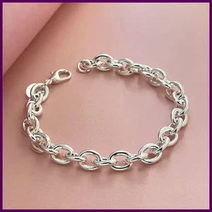 925 Sterling Silber Armband Schnalle Basic Kette Charm Exquisit Damen Mode - Bild 1 von 24