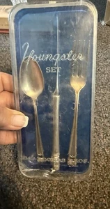 Set of Vintage Youngster Set  1847 Rogers Bros Child's Fork Knife Spoon Set - Picture 1 of 7
