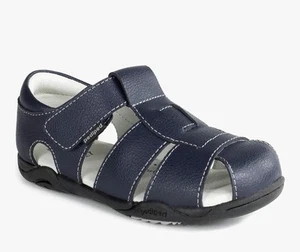 Pediped Leather Navy Sandals Boys & Girls 9-9.5 Retail $50 - Picture 1 of 5