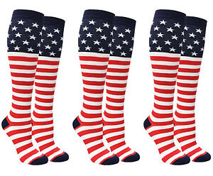 American Flag Stars and Stripes Knee High Socks USA