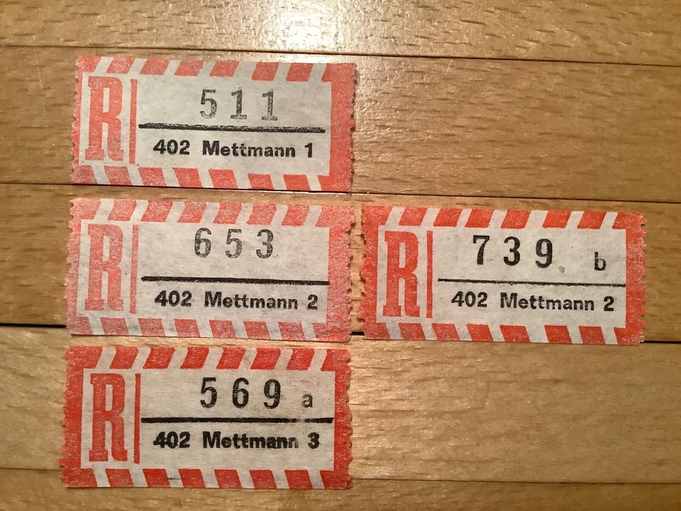 4x Einschreibezettel 402 Mettmann 1/2/3. - Bild 1 von 1