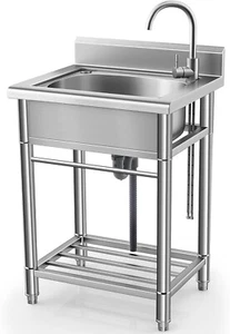 Allzweckspüle freistehende Einzelbecken Küchenspüle mit Kalt- und Warmwasserleitung - Bild 1 von 8