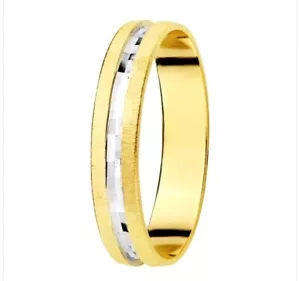 18K Gold Bicolor Faceted Ring. 3.5 MM. Size 12 - Picture 1 of 6