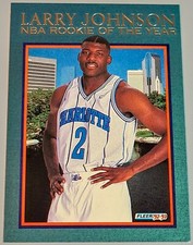 1992-93 Fleer Basketball Larry Johnson Rookie Of The Year Insert #15 Hornets