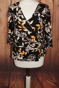 Kenar Wickeloptik schwarz Blumen Top Bluse Stretch UK 14 - Bild 1 von 9