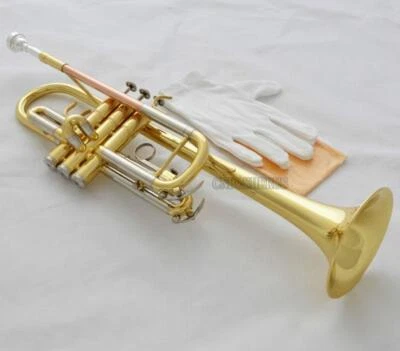 Gold Lacquered C Key Trumpet Horn cupronickel tuning pipe With Case Mouthpiece - Image 1 of 4
