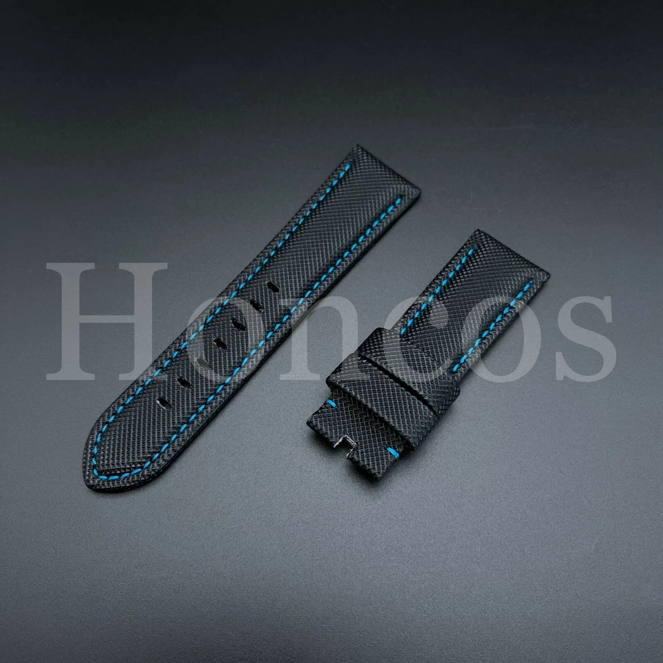 Correa de reloj de cuero de lona de nailon azul negro 22/24/26 mm para Panerai Foto 1 de 1