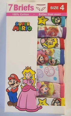 7 Pack Super Mario Graphic Print Girls Size 4 Briefs Underwear - Image 1 of 2