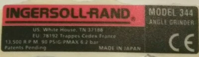 Ingersoll Rand Label Model 344  04650354/344-301a  - Image 1 of 2