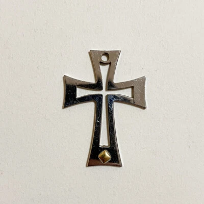 Pendaglio Collana Croce Colore argento con rombo oro Chic Cute Bijoux - Immagine 1 di 3