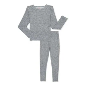 Hanes Boys Brushed Jersey Warm Thermal Top and Bottom Medium Grey Heather Sz XS - Picture 1 of 3