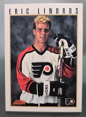 Eric Lindros ⭐TheGreat88⭐ 1992 SCORE ~PRESS CONFERENCE CARD~ PROMO flyers {MINT} - Image 1 of 4